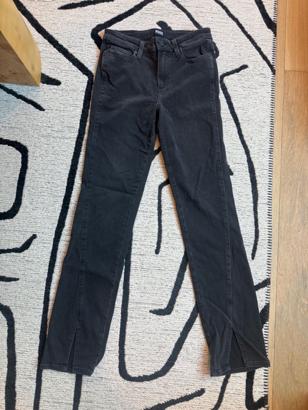 PAIGE Black Julia Slit Slim Jeans Revolve
